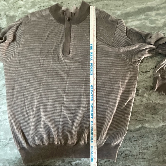 Peter Millar Needle Stretch 1/4 Zip Covered Placket Sweater Size XL Brown (P1) - Picture 7 of 9